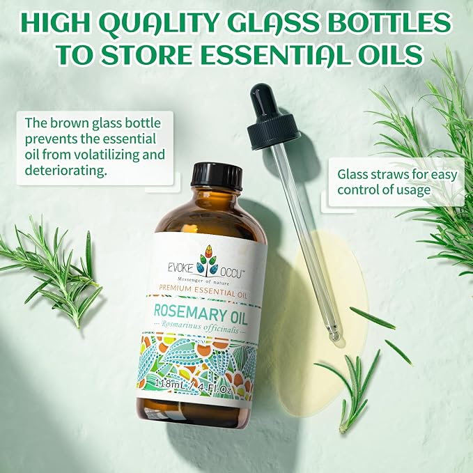 EVOKE OCCU Rosemary Oil for Hair Growth, Nourishing Scalp, Relieving Hair Loss & Reducing Dandruff - 4 Fl Oz