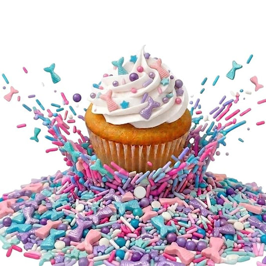 Manvscakes Sprinkles- Edible Cake and Cupcake Sprinkles with Assorted Shapes and Sizes for Parties, Blue pink and purple Mix for Cookies, Ice Cream, Cake and Cupcake Decorating, 4 oz (Mermaid)