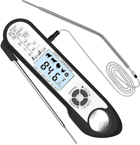 Digital Meat Food Thermometer - 2~3S Instant Read Cooking Thermometer, Backlight, Built-in Magnet, Calibration, Foldable Probe for Kitchen Deep Fry BBQ Grill Roast Turkey