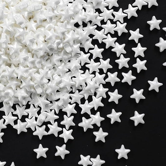 White Star Sprinkles, 10MM Edible Candy Stars for Cake Decorating, Cupcakes, Cookies & Desserts, 3.5 oz White Sprinkles for 4th of July & Memorial Day, Christmas, Wedding, Birthday, Holiday Baking Baby Shower