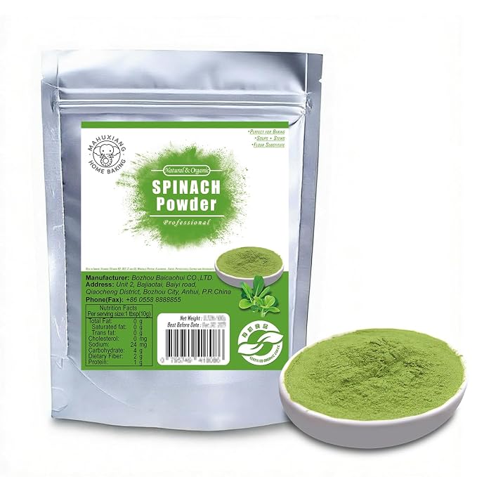MAHUXIANG Organic Spinach Powder (17.6 oz / 500 g) — Single-Ingredient Spinach Powder for Cooking & Baking, No Added Ingredients, Gluten-Free
