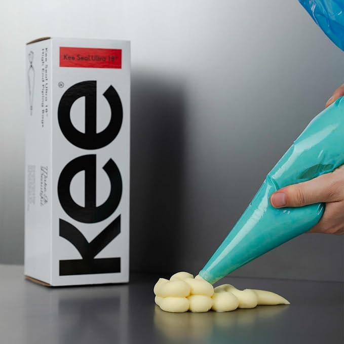Kee Seel Ultra Disposable Pastry Bags, Piping Bag with Textured Non Slip Outer Surface, Smooth-Flow Interior, Easy Tear Perforation, Convenient Dispenser Box, 21-Inch, Clear - 72 Pack