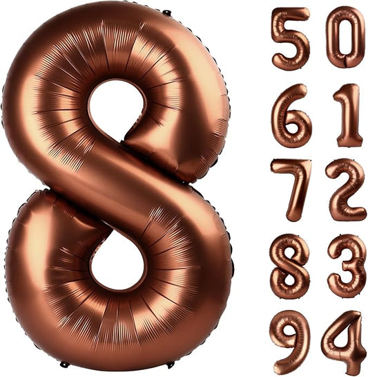 Dark Brown 8 Balloon, Coffee Brown Number Balloons 40 Inch, 8th Chocolate Birthday Decorations for Boys Girls Birthday Balloons Party Supplies, Number 8 Balloon