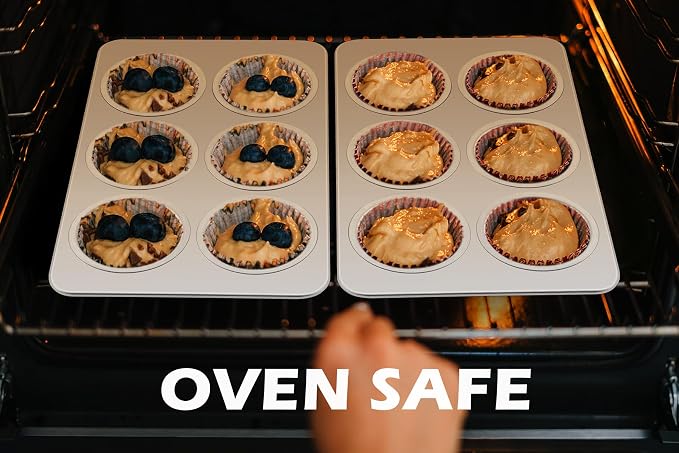 Leonyo Non-Toxic Stainless Steel Muffin Pan Metal Cupcake Pan 6 Cup | Standard Size Metal Muffin Tin Tray for Baking Cupcake Quiches, Dishwasher Oven Safe