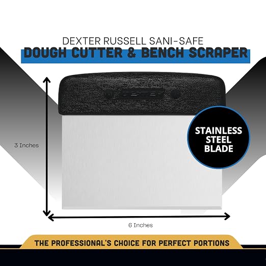 Dexter-Russell 6” x 3” Dough Cutter/Scraper – S196B, Stainless Steel Blade with Black Textured Handle, Sani-Safe Series, NSF Certified, Made in USA