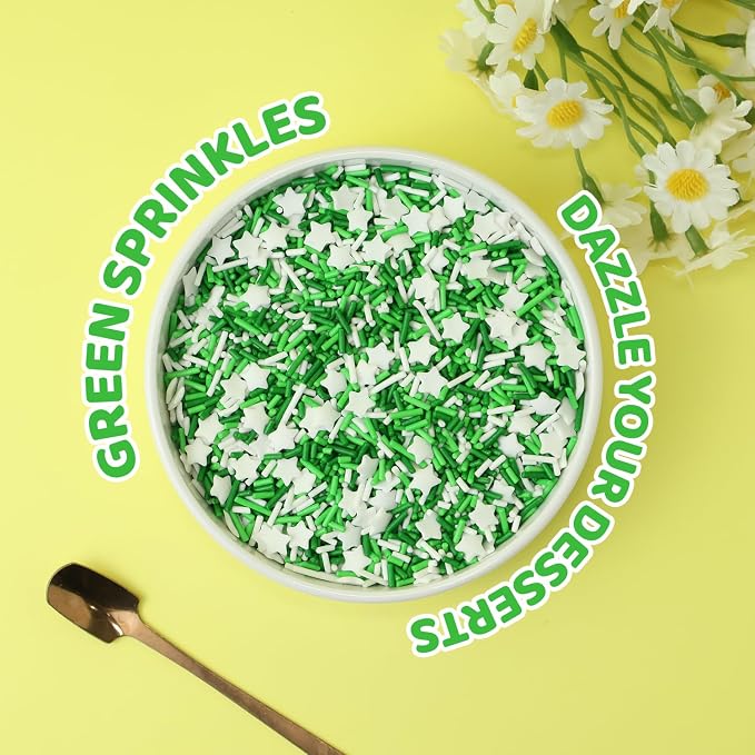 Green Sprinkles for Cake Decorations, 3.52oz Football Sprinkles Edible for Cupcakes Topper for Cupcakes Topper Baking Cookies Birthday Party Supplies
