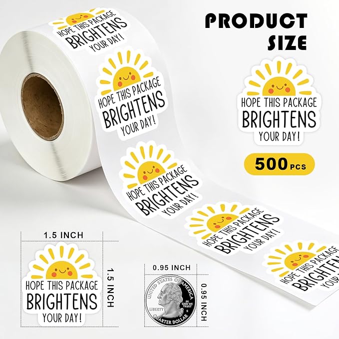 500Pcs Cute Thank You Stickers Lable, Small Businesses Online Retailers Sealing Packaging Stickers, Envelopes Sticker, Bakeries Handmade Sticker, Hope Brightens Your Day
