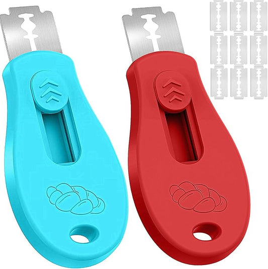 Bread Lame Sourdough Scoring Tool, Extractable & Magnetic Bread Scoring Tool, Scoring Knife for Bread Baking, Bread Razor for Homemade Bread, Sourdough Scorer Tool, Includes 5 Razor Blades-Red+Blue
