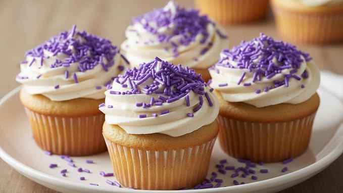 NCS Purple Jimmies Edible Sprinkles – Cupcake, Cake & Cookie Decorations, 7 oz