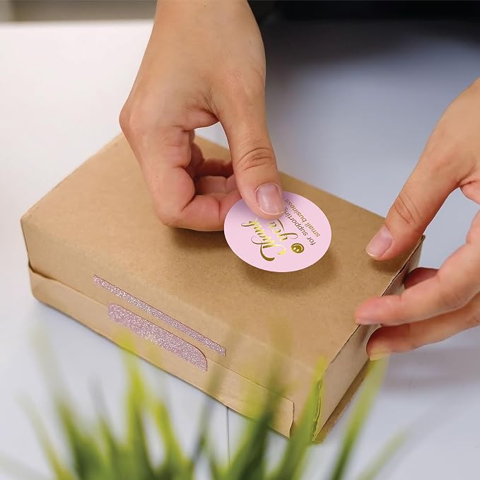 1000 PCS Thank You Stickers for Small Business, Pink and Rose Gold | 1.5 Inch, Smile Design Stickers, Envelope Seals for Packaging, Gift Bags, Boxes
