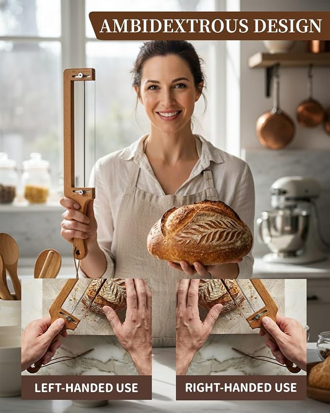 Bread Slicer-Adjustable Bread Knife with Bread Lame for Sourdough Bread | Bread Knife for Homemade Bread, Adjustable Bread Slicer, Bread Cutter with Slicing Guid,304 Stainless Steel Sharp Blades