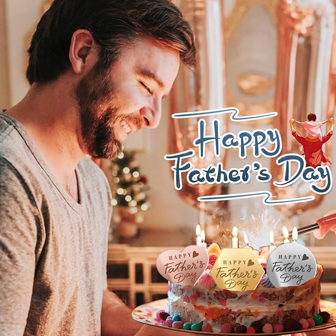 45PCS Happy Father's Day Cake Toppers, Mirror Acrylic Cupcake Toppers 3 Multi-shape & 3 Different Color Custom Cupcake Picks for Birthday Party Anniversary Pastries Decorations