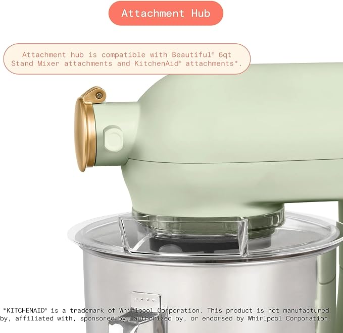 6 Quart Stand Mixer, 600W Tilt-Head Electric Kitchen Mixer with 12 Speeds, Stainless Steel Bowl, Dough Hook, Whisk & Beater, Multifunction Food Mixer (Sage Green)