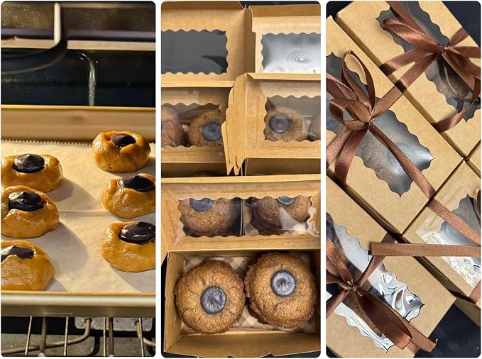 65 PCS Bakery Boxes with Window Brown - 6.29x3.54x2.95 Inches Cookie, Pastry, Treat, Cupcake, Cake, Dessert Boxes, Small Gift Boxes for Party, Business(Kraft)