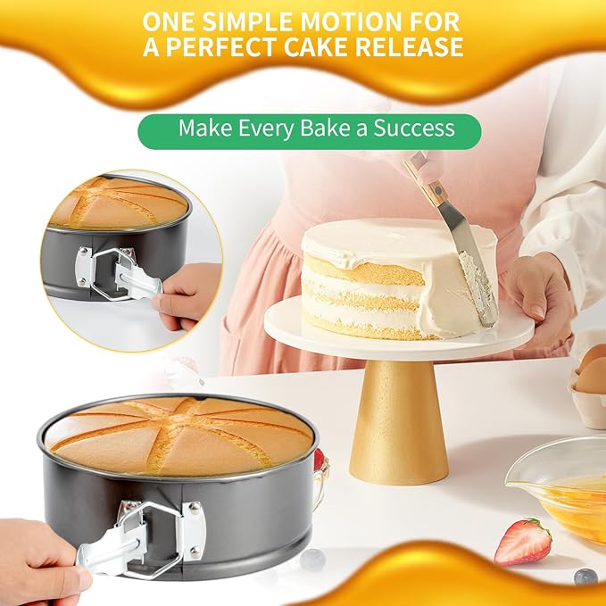 Springform Pan Set, 7 8 9 Inch Leakproof Cheesecake Pans | Premium nonstick carbon steel; Leak-resistant design; Ideal for cheesecake, mousse and layer cakes