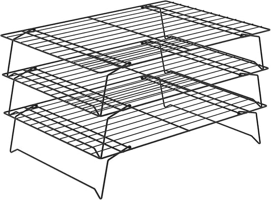 3-Tier Stackable Cooling Racks for Cooking and Baking,13.4”x 9.4”Collapsible Baking Cooling Rack,Non-Stick Cookie Cooling Rack,Space Saving Cooling Rack for Cookies Cupcakes Pies Baking