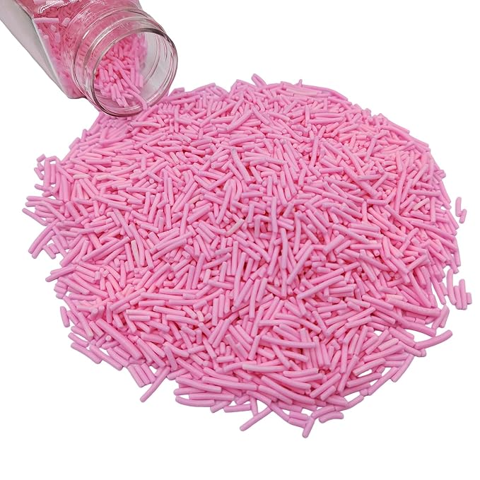 Jimmies Sprinkles, Edible Jimmy Sprinkles, Pink Crunchy Jimmies Mix for Cake Decorating, Edible Cookie Cupcake Decorations for Valentines Baking and Holiday Party Treats