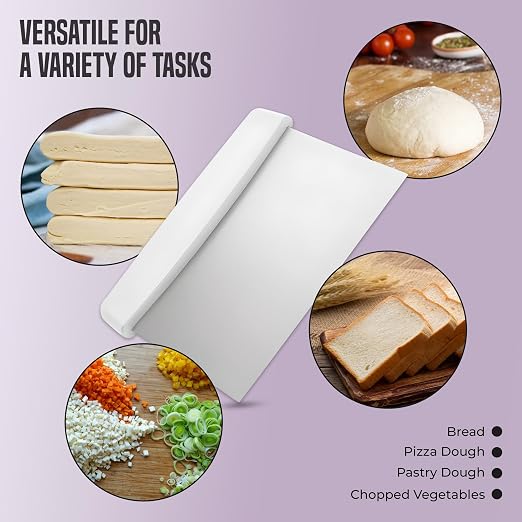 OCS Parts 3-Pack 6" Stainless Steel Dough Cutter and Bench Scraper | White Handle | Cutter for Pizza Dough, Bread, and Pastry Dough | Multipurpose Kitchen Utensil