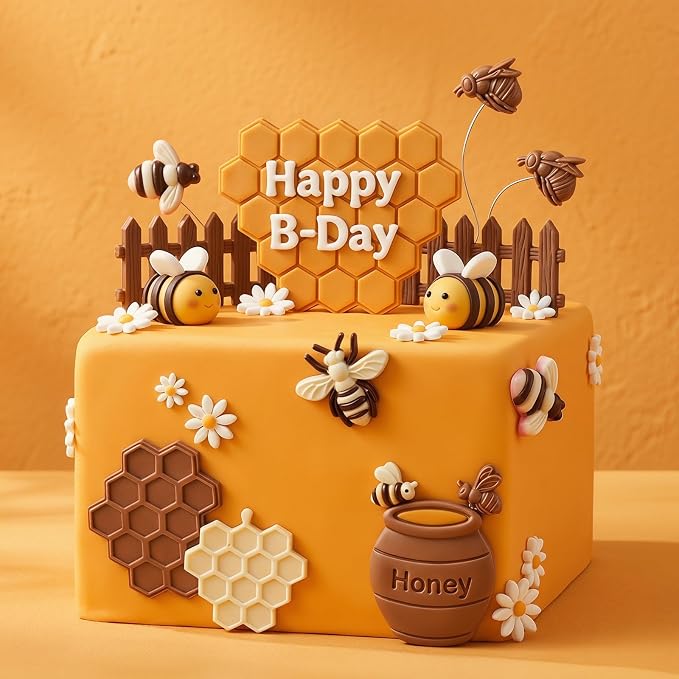 3 Packs 7 Cavity Bumble Bee Silicone Mold Honeycomb Beehive Fondant Mold for Cake Cupcake Decor DIY Chocolate Candy Cookie Craft