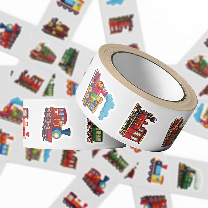 Vintage Train Stickers, 500Pcs Cartoon Steam Engine Stickers Self-Adhesive Railroad Stickers for Boys Train Party Favors Scrapbooking Envelope Seals Classroom Rewards