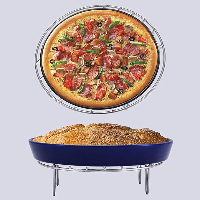 9.8" Round Cooking Rack Versatile Stainless Steel Grid Grill Steamer Rack, Fits Air Fryer Pot Pressure Cooker Canning