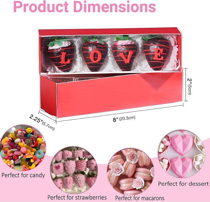 12Pcs 8x2.2x2 Inches Mcaron,Truffle,Chocolate Boxes Empty Bakery Boxes for Chocolate Covered Strawberry,Bonbon & Sweet Boxes Party Favors