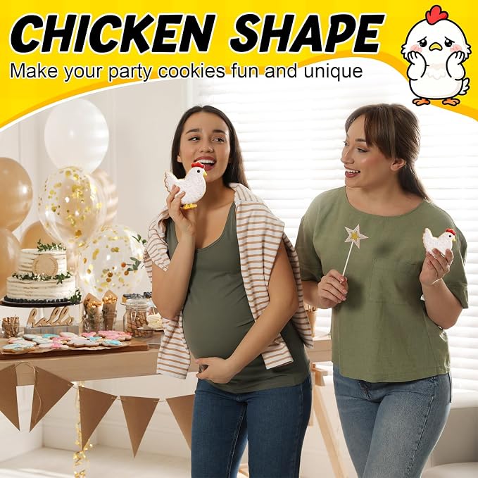Havawish 4 Pcs Cookie Cutter Set 2 in to 5 in Cookie Cutter Stainless Steel for Baking Fondant Fruit Bread Birthday Party Decorations (Chick)