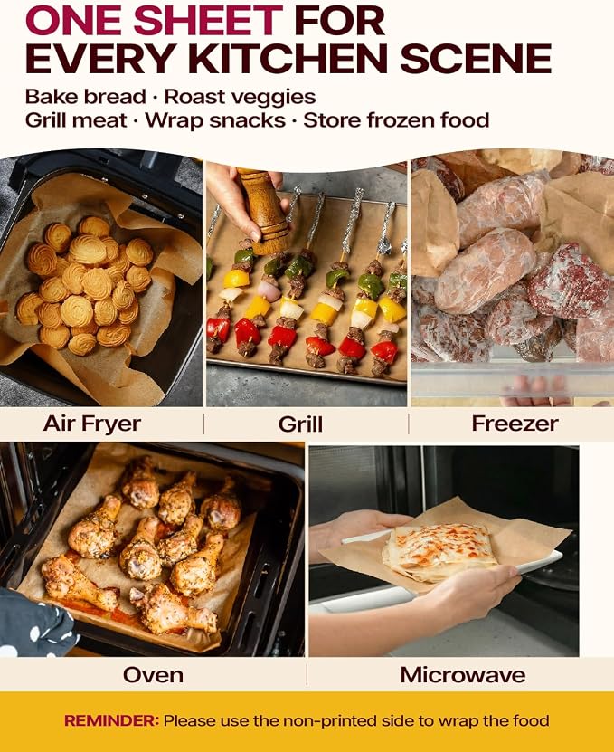 Katbite 200Pcs 12x16 In Unbleached Parchment Paper for Baking, Precut Parchment Paper Sheets, Heavy Duty Flat Baking Paper, Half Sheet Baking Sheets for Baking Cookies, Cooking, Air Fryer, Oven