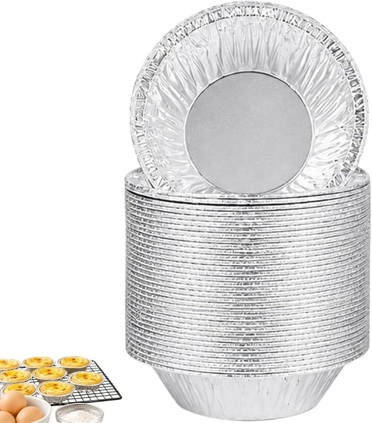 50Pcs Mini Pie Tins, Round Aluminum Foil Pans, Disposable Small Tart Pans for Baking