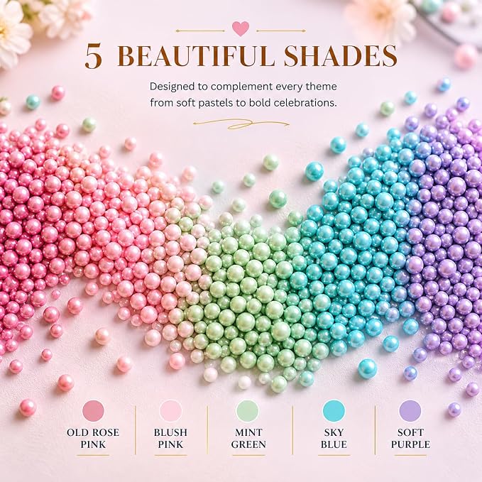 Confect Pearl Sprinkles | Assorted pack of 5 Funky Disco Sprinkles | Baby Shower Mix Hot Pink, Purple, Blue, Teal & Baby Blue Pearl Disco Ball Dragees - Vegan, Gluten-Free, Nut-Free, Soy-Free, Dairy-Free, Palm Oil-Free, No Artificial Dyes - 5 Oz