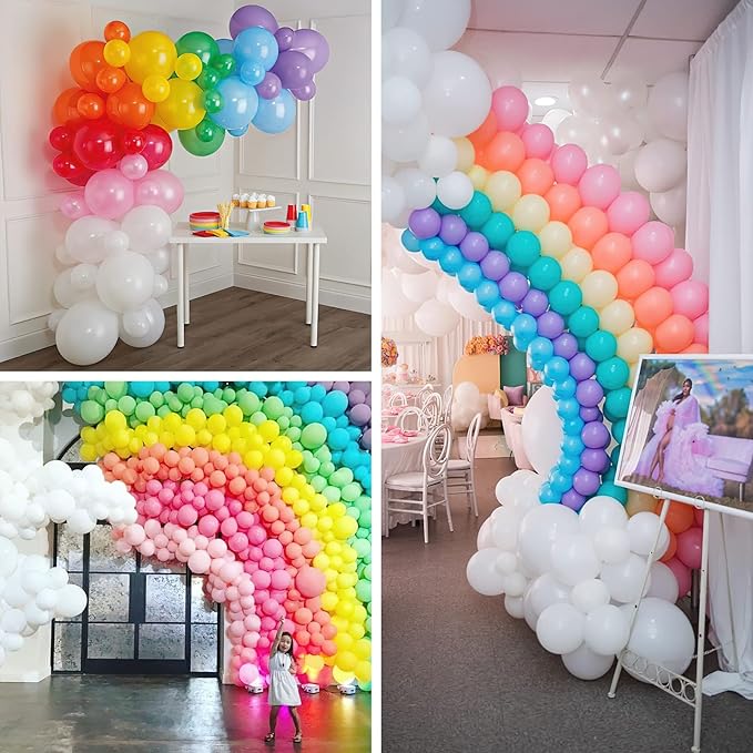 PartyWoo Assorted Colors Rainbow Balloons 100pcs 5 Inch Multicolor Colorful Primary Color Balloon for Graduation Baby Shower Unicorn Fiesta Flower Spring Rainbow Theme Birthday Party Decorations