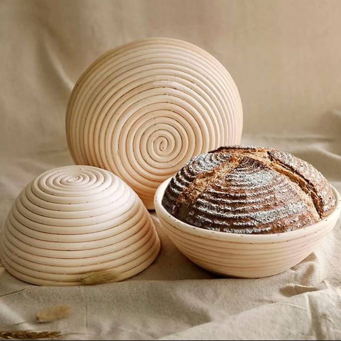 7 Inch Round Bread Banneton Proofing Basket Set of 2 Sourdough Proofing Basket kit for Artisanal Baking – Bread Making Tools For Professional & Home Bakers (7 inch round- 2 pack)