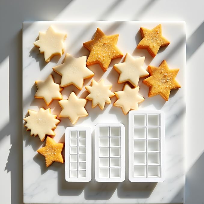 3Pcs White Square Cookie Cutter Set, Geometric Multicutter Cake Fondant Cutter, 3 Size Square Biscuit Cutters, Easy to Store, Cookie Cutter Baking Tools, Cookie Cutters