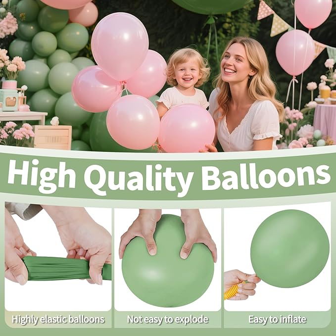 KAWKALSH Sage Green Balloon Arch Kit 111Pcs 18 12 5 Inch Latex Party Balloons Garland for Birthday Baby Shower Wedding Engagement Anniversary Christmas Party Decorations