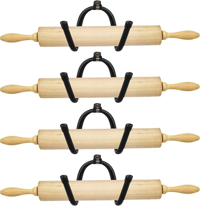 Adjustable Wrought Iron Wall Hook,Wall mounted pots and pans rack, Kitchen Cookware Hanging Organizer Hooks, Kitchen storage pot holder pot rack. Rolling pin Rack, W-type Flexible hook — 4/PK