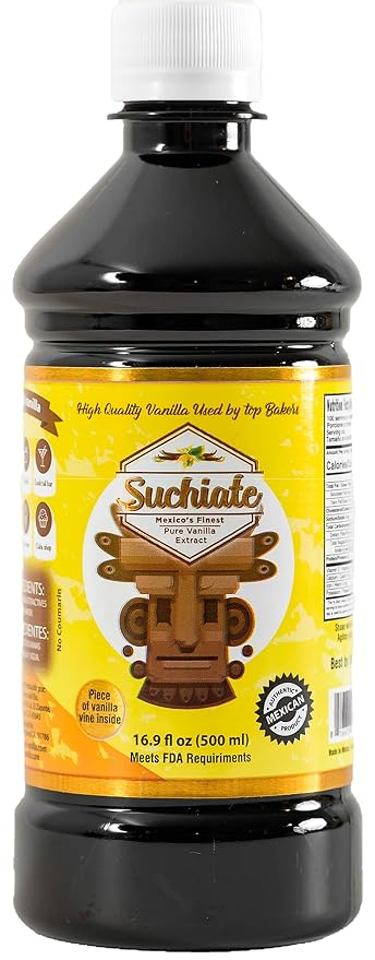 Suchiate Pure Vanilla | Mexican Vanilla for Baking and Desserts | Made with Real Vanilla Bean | Vainilla Mexicana Buena 16.9oz (500 ml)
