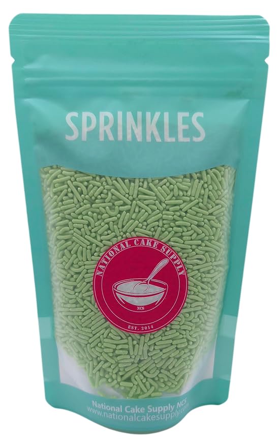 NCS Luminary Green Jimmies Edible Sprinkles – Cupcake, Cake & Cookie Decorations, 7 oz