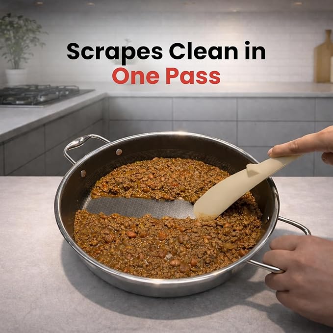 Silicone Spoon Spatula for Cooking - Multifunction Scoop Spatula Spoonula - Heat Resistant Cooking Spoon for Nonstick Cookware - Large Silicone Kitchen Spoon - Seamless Design (Khaki,1pc)