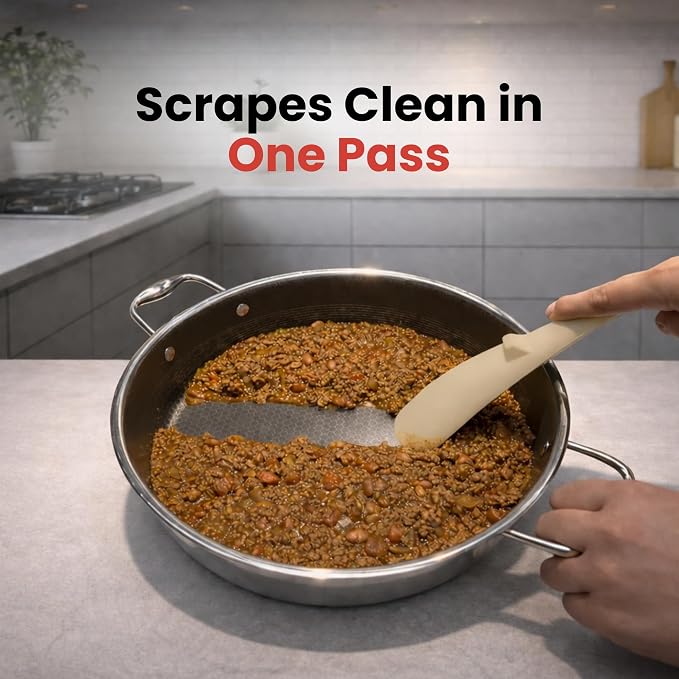 Silicone Spoon Spatula for Cooking - Multifunction Scoop Spatula Spoonula - Heat Resistant Cooking Spoon for Nonstick Cookware - Large Silicone Kitchen Spoon - Seamless Design (Khaki,2pcs)
