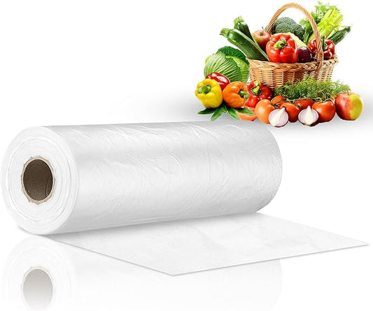 Food Storage Bags, 10” x 14”Plastic Produce Bags on a Roll, Clear Plastic Bag for Food, Fruit, Vegetable, Refrigerator Storage, Kitchen, 500 Bags/Rol