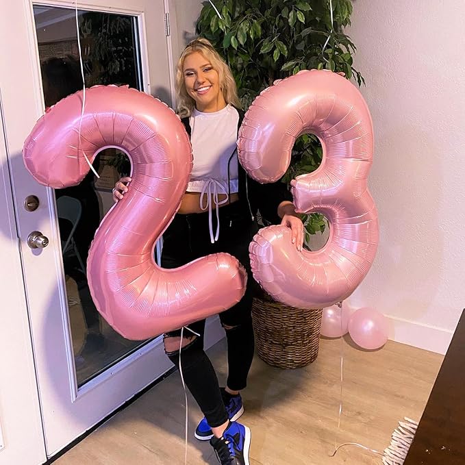 Pearlescent Pink 2 Balloon, Number Balloons 40 Inch, 2nd Balloon Number Birthday Decorations, Second Two Birthday Party Supplies, Number 2 Balloon