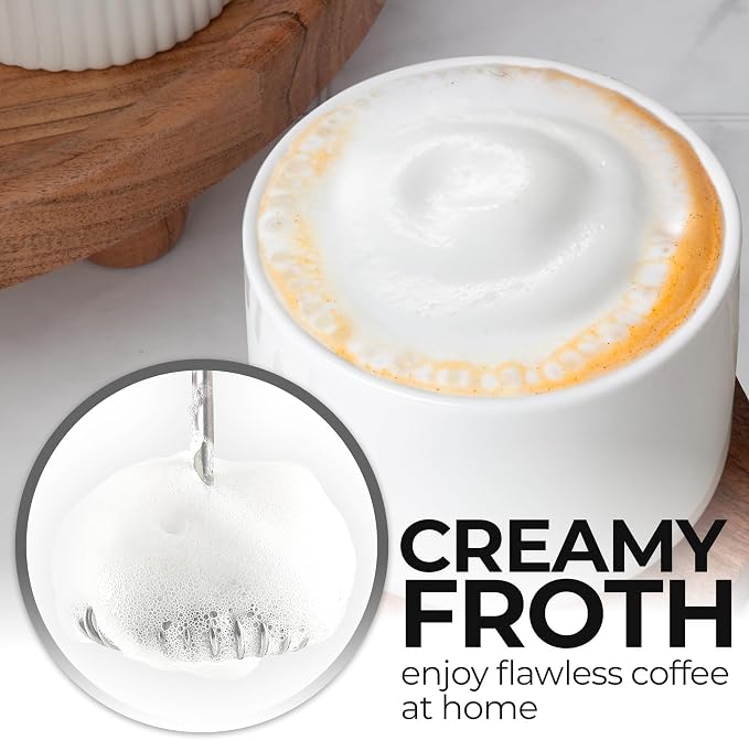 Zulay Kitchen Rechargeable Milk Frother Handheld - Frother Wand, Drink Mixer, Electric Whisk Frother, for Cappuccinos, Matcha & Protein Powder - Dynamic 3 Whisk, 3 Speed 500mAh Green Gold