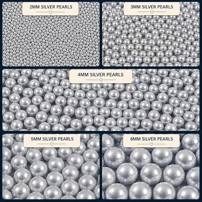 Confect Pearl Sprinkles | Assorted pack of 5 Shimmering Sliver Disco Ball Christmas, Birthday & Celebration Sprinkles | Mix Silver Pearl Dragees - Vegan, Gluten-Free, Nut-Free, Soy-Free, Dairy-Free, Palm Oil-Free, No Artificial Dyes - 5 Oz