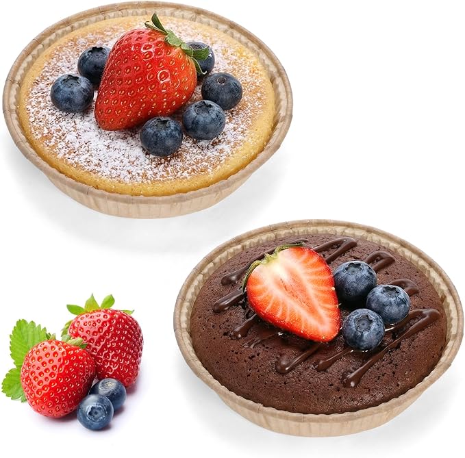 SOUJOY 200 Pcs Paper Mini Tart Pans for Baking, 4 Inch Disposable Pie Tins, Non-stick Quiche Pie Pans for Individual Small Cakes, Cinnamon Rolls, Desserts, Oven Microwave Air Fryer Safe