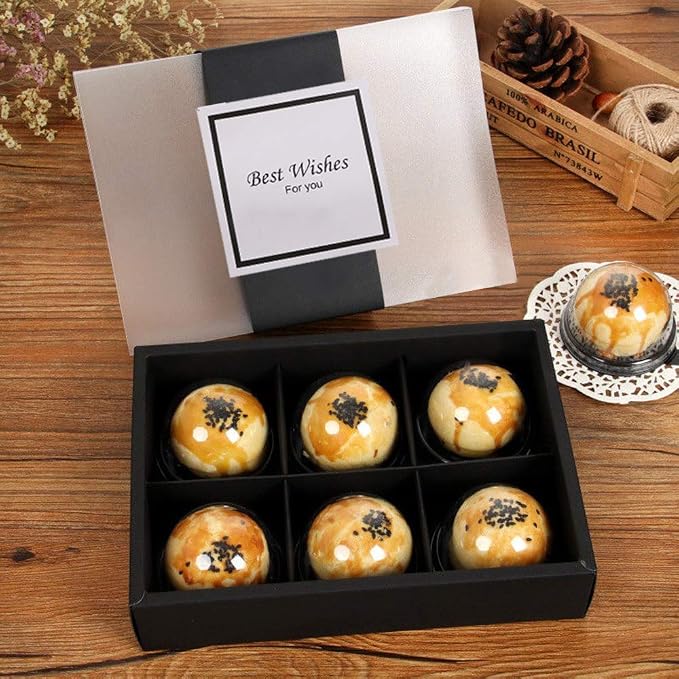 12 Packs Cupcake Boxes,Food Grade Paper Treats Gift Boxes with Inserts and Display Windows,Cupcake Containers for Baking Pastries Goodies Biscuits(6 Lattices)