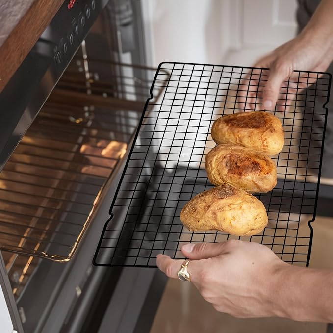 6Pcs 16x10 Inch Cooling Racks, Stainless Steel Baking Rack with Handle, Wire Rack & Cookie Cooling Rack for Roasting, Grilling, Drying Oven and Dishwasher Safe
