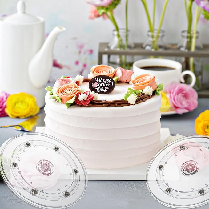 6 Pcs Small Lazy Susan 6 Inch, Clear Acrylic Turntable with Steel Ball Bearings, Round Rotating Plate Lazy Susan for Cake Decorating, Table, Spice Rack, Kitchen Corner Cabinets
