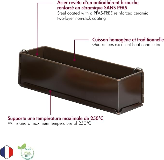 Gobel Loaf Pan/Pate Mold – Non-Stick – Removable Bottom – Professional Terrine Pan – 11 13/16" x 3 1/8"