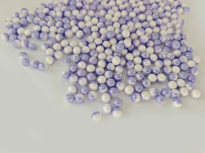 2 Colors in 1 Edible White & Purple Sugar Sprinkles, 4.23 oz Candy Pearls Ideal for Baking, Cake and Cupcake Toppers, Cookie Decoration, Ice Cream Topping (7mm)