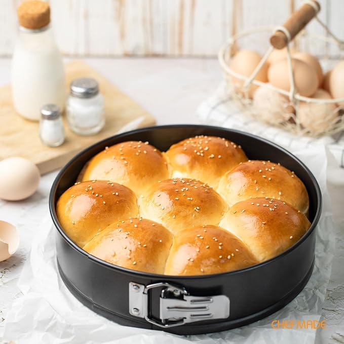 CHEFMADE Springform Pan, 10 Inch Round Cake Pan with Removable Bottom，Chiffon Bakeware for Oven and Instant Pot (Black)